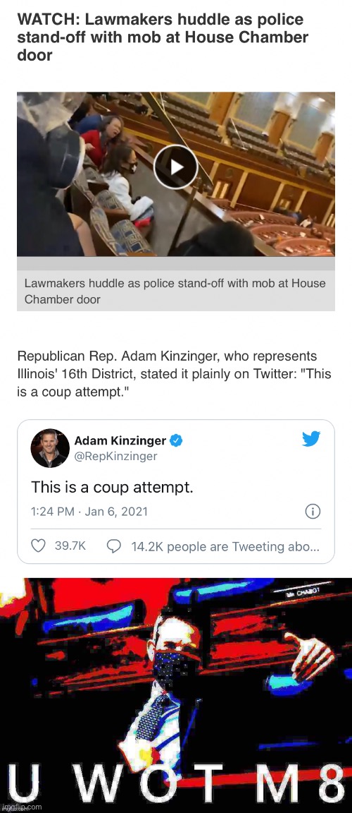 Rep. Adam Kinzinger (R-IL), once again the most valuable player | image tagged in rep adam kinzinger this is a coup attempt,rep adam kinzinger u wot m8 deep-fried 2,coup,trump is a moron,trump is an asshole,gop | made w/ Imgflip meme maker