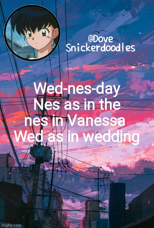 Announcement | Wed-nes-day
Nes as in the nes in Vanessa 
Wed as in wedding | image tagged in announcement | made w/ Imgflip meme maker