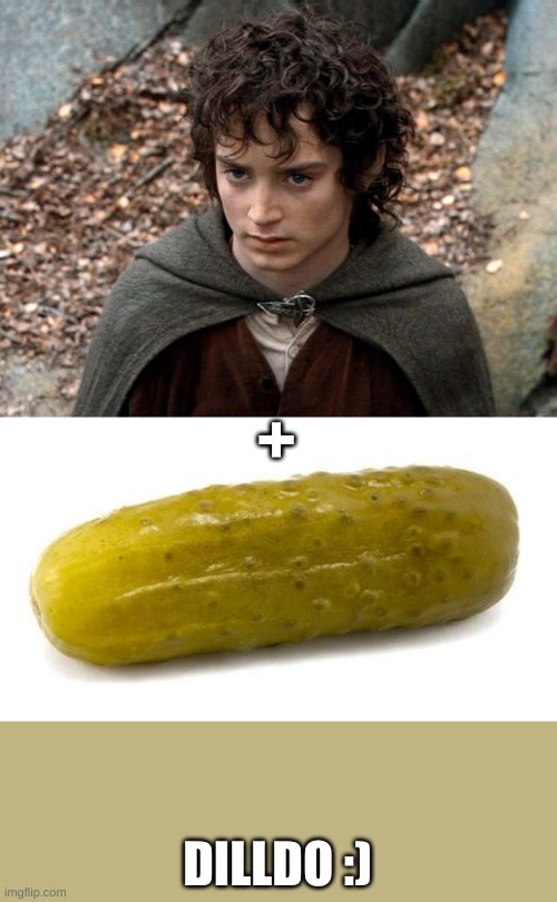 saw a post in potterheads unite and this appeared in my head | +; DILLDO :) | image tagged in frodo - amon hen,pickle | made w/ Imgflip meme maker