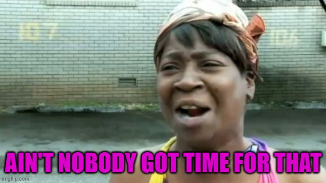 Ain't Nobody Got Time For That Meme | AIN'T NOBODY GOT TIME FOR THAT | image tagged in memes,ain't nobody got time for that | made w/ Imgflip meme maker