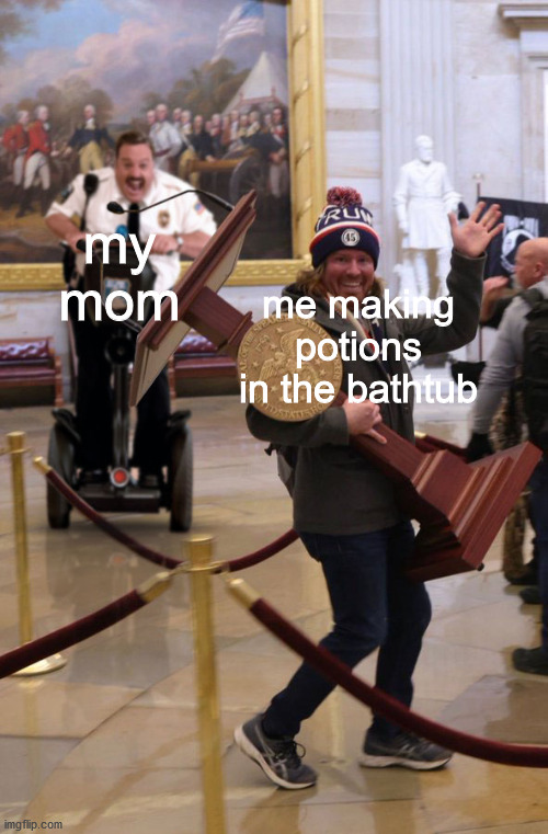 my mom; me making potions in the bathtub | image tagged in memes | made w/ Imgflip meme maker