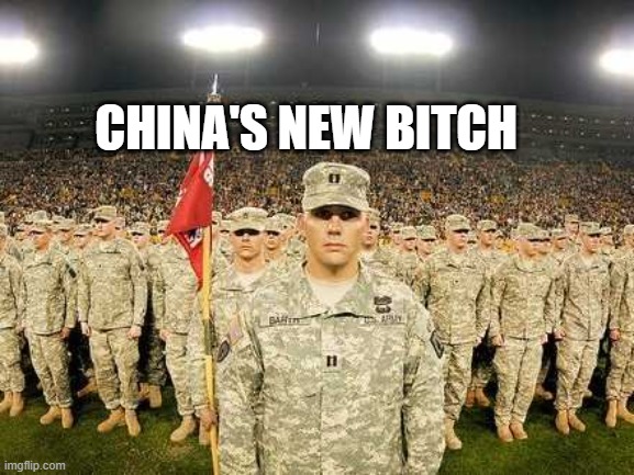 Support the troops | CHINA'S NEW BITCH | image tagged in support the troops | made w/ Imgflip meme maker