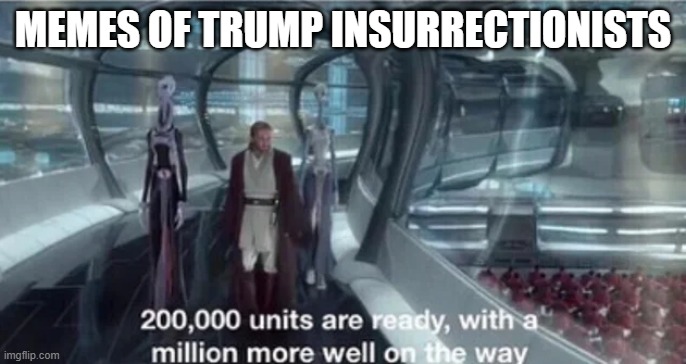 I sense a disturbance... Sir, we're detecting several craft coming out of hyperspace. | MEMES OF TRUMP INSURRECTIONISTS | image tagged in 200 000 units are ready with a million more well on the way | made w/ Imgflip meme maker