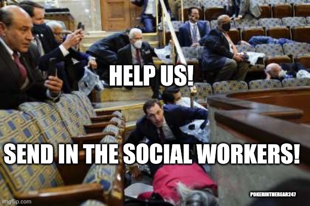 Defund the police | HELP US! SEND IN THE SOCIAL WORKERS! POKERINTHEREAR247 | image tagged in congress chambers,blm | made w/ Imgflip meme maker