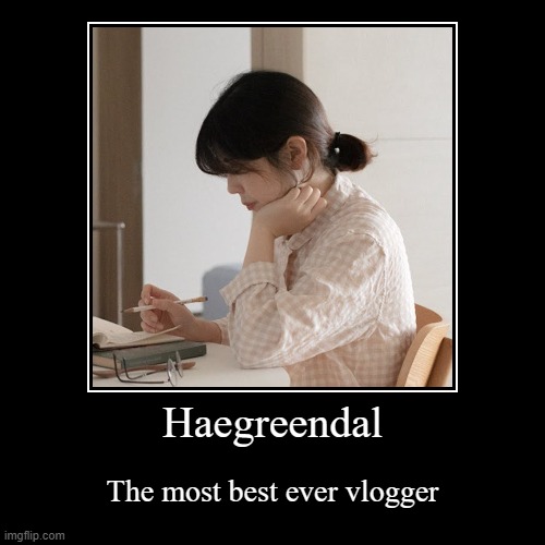 Haegreendal Meme | image tagged in funny,demotivationals,haegreendal,vlogger,vlog | made w/ Imgflip demotivational maker