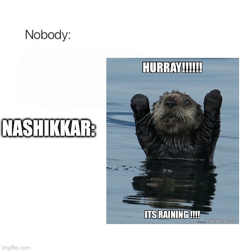 Nashikkar rain meme | NASHIKKAR: | image tagged in rain,meme,nashik,nashikkar | made w/ Imgflip meme maker