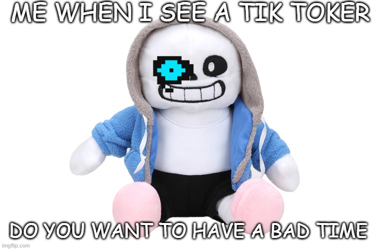 Sans |  ME WHEN I SEE A TIK TOKER; DO YOU WANT TO HAVE A BAD TIME | image tagged in sans undertale | made w/ Imgflip meme maker