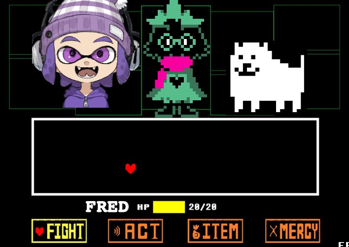 The Flipped Time Trio | FRED | image tagged in blank undertale battle,imglfip,memes,undertale,deltarune,inkling | made w/ Imgflip meme maker