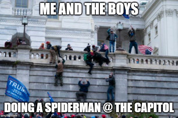 Climb Climb | ME AND THE BOYS; DOING A SPIDERMAN @ THE CAPITOL | image tagged in me and the boys | made w/ Imgflip meme maker