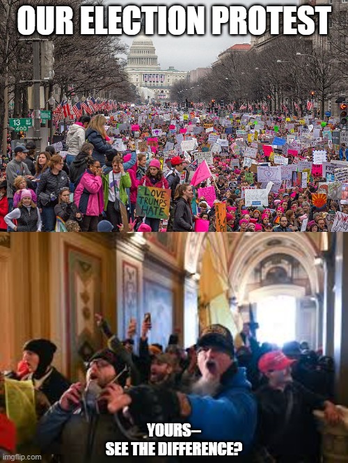 protest done right | OUR ELECTION PROTEST; YOURS--
SEE THE DIFFERENCE? | image tagged in protest,riot,2017march,trumpers,entitlement | made w/ Imgflip meme maker