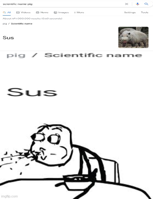 when pig is sus | image tagged in memes,cereal guy spitting | made w/ Imgflip meme maker