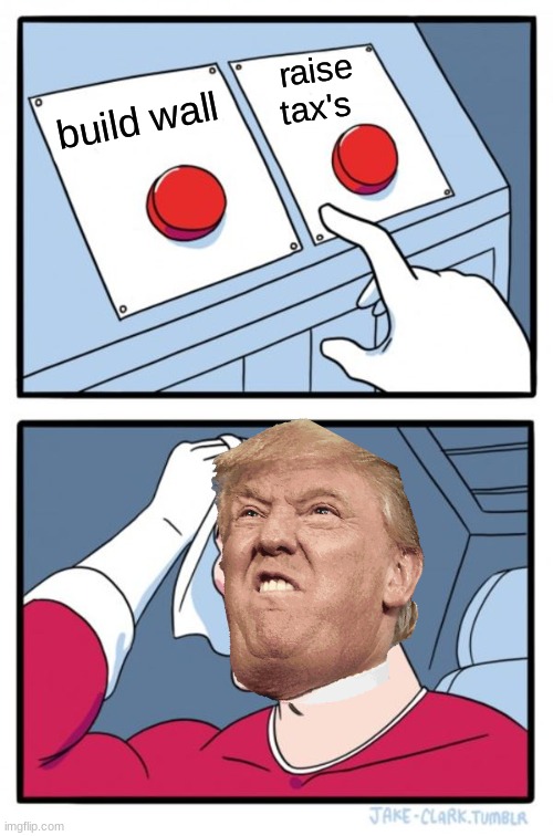 Two Buttons Meme | raise tax's; build wall | image tagged in memes,two buttons | made w/ Imgflip meme maker