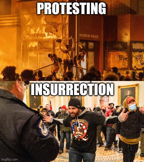 Unbiased | PROTESTING; INSURRECTION | image tagged in mainstream media | made w/ Imgflip meme maker