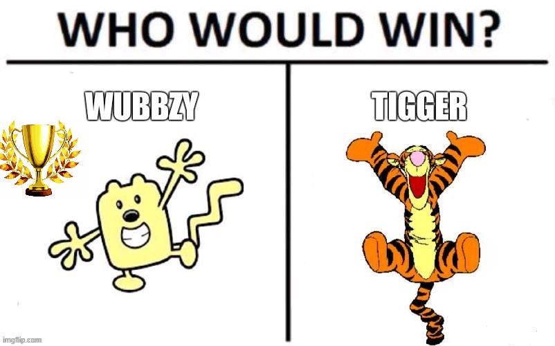 Wubbzy won | image tagged in wubbzy,tigger | made w/ Imgflip meme maker