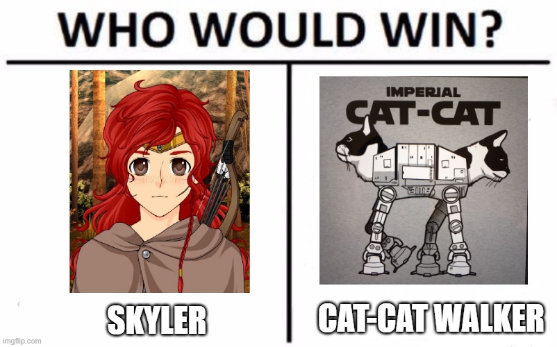 Switch wars...I say Skyler would win...this is between my oc's btw | CAT-CAT WALKER; SKYLER | image tagged in memes,who would win,switch,crusade,original character,stuff | made w/ Imgflip meme maker
