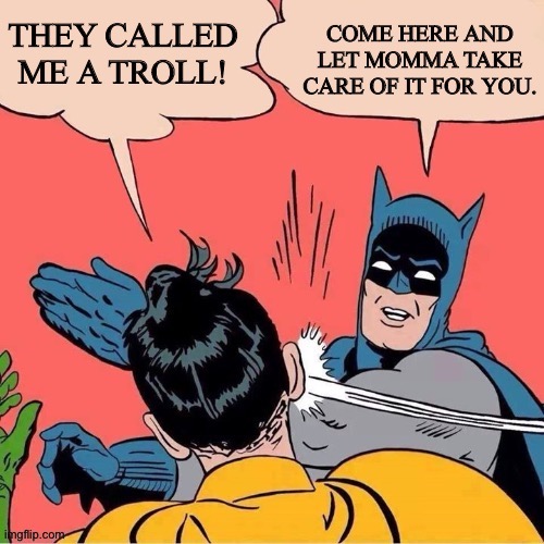 image tagged in batman slapping robin,batman,robin,slap,troll,funny | made w/ Imgflip meme maker