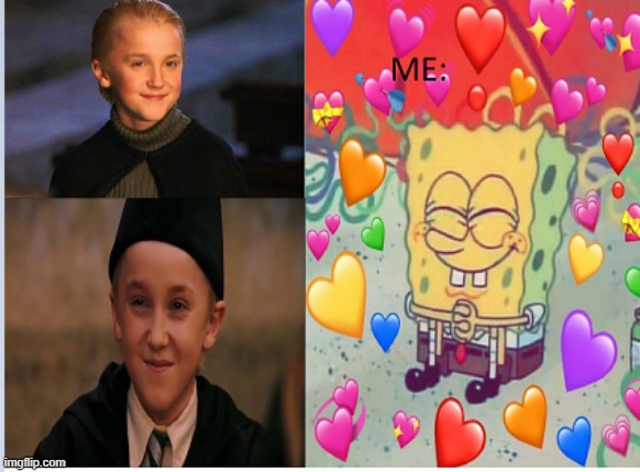 wholesome meme about baby boy | image tagged in draco malfoy,harry potter,spongebob,wholesome | made w/ Imgflip meme maker