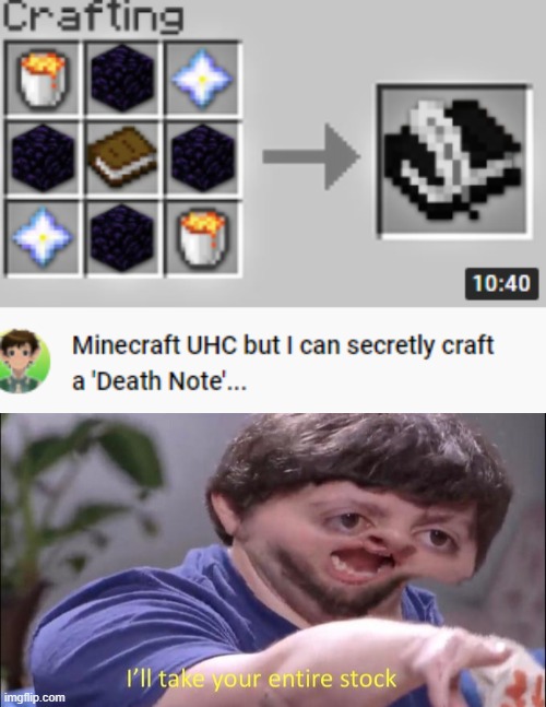 the death note | image tagged in i'll take your entire stock,uhc,youtube,death note,im suicidal help me | made w/ Imgflip meme maker