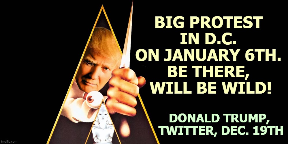 Trump planned it in advance. Now we know why William Barr resigned when he did. | BIG PROTEST 
IN D.C. 
ON JANUARY 6TH. 
BE THERE, 
WILL BE WILD! DONALD TRUMP, 
TWITTER, DEC. 19TH | image tagged in trump,mob,attack,government,responsibility | made w/ Imgflip meme maker