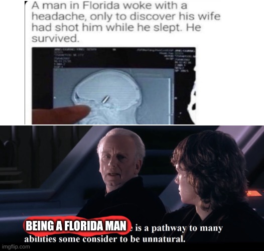 The Dark Side of the Force is a Pathway to Many Abilities.... | BEING A FLORIDA MAN | image tagged in the dark side of the force is a pathway to many abilities | made w/ Imgflip meme maker