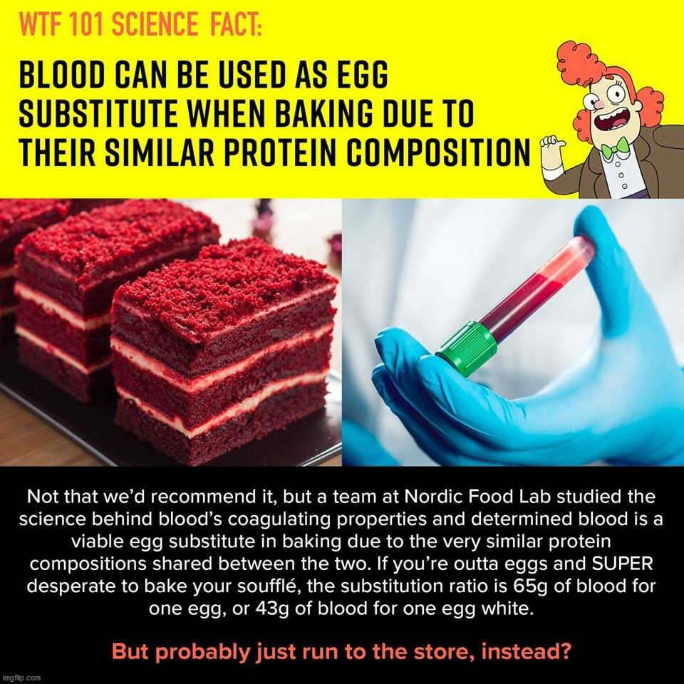I saw this and and it grossed me out. | image tagged in repost,daily cooking lesson,blood,eggs | made w/ Imgflip meme maker