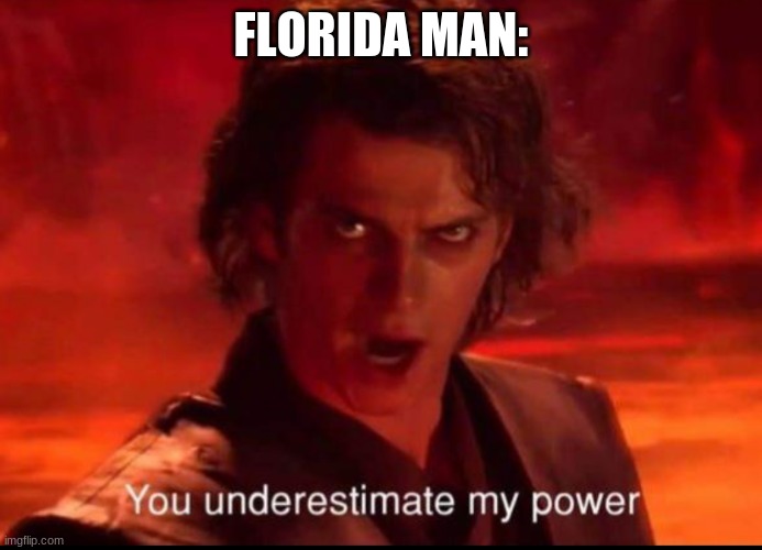 You underestimate my power | FLORIDA MAN: | image tagged in you underestimate my power | made w/ Imgflip meme maker