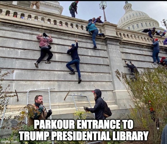Trump Library | PARKOUR ENTRANCE TO TRUMP PRESIDENTIAL LIBRARY | image tagged in donald trump,conspiracy theories,qanon,video games,election 2020,washington dc | made w/ Imgflip meme maker