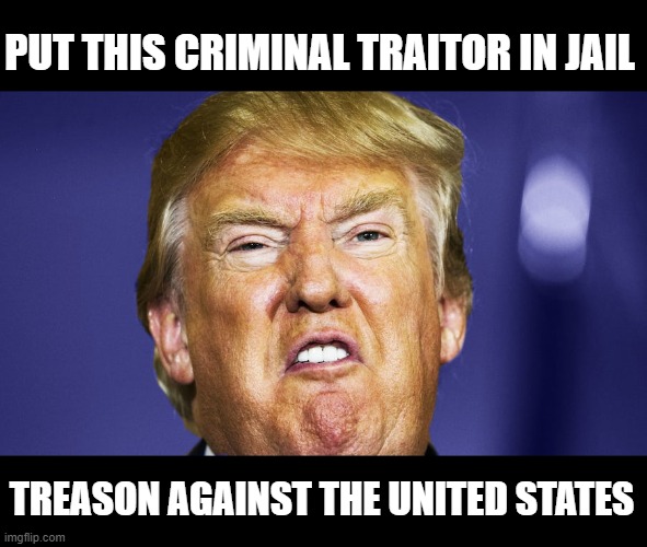 AMERICAN DEMOCRACY IS STRONGER THAN THIS PSYCHOPATH | PUT THIS CRIMINAL TRAITOR IN JAIL; TREASON AGAINST THE UNITED STATES | image tagged in lock him up,criminal psychopath | made w/ Imgflip meme maker