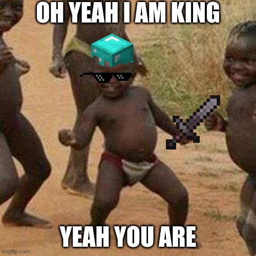 im king now | OH YEAH I AM KING; YEAH YOU ARE | image tagged in memes,third world success kid | made w/ Imgflip meme maker