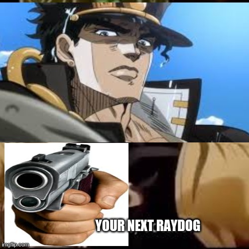 YOUR NEXT RAYDOG | image tagged in jojo's bizarre adventure,raydog | made w/ Imgflip meme maker
