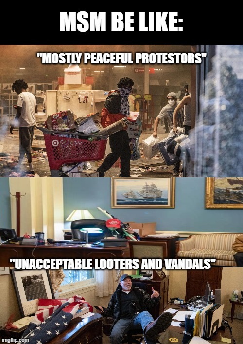 Double Standard MSM | image tagged in msm,donald trump,protest,capitol hill | made w/ Imgflip meme maker