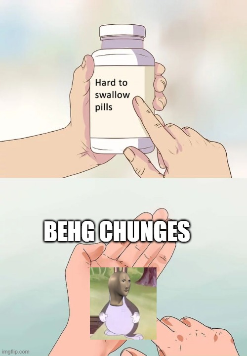 Behg Chunges | BEHG CHUNGES | image tagged in memes,hard to swallow pills | made w/ Imgflip meme maker