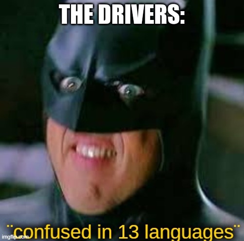 confused in 13 languages | THE DRIVERS: | image tagged in confused in 13 languages | made w/ Imgflip meme maker