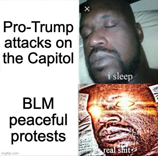 The electoral college is there for a reason. They made their votes. Stop arguing with the decision!!! | Pro-Trump attacks on the Capitol; BLM peaceful protests | image tagged in memes,sleeping shaq | made w/ Imgflip meme maker