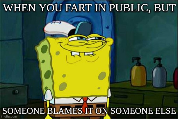 Lol | WHEN YOU FART IN PUBLIC, BUT; SOMEONE BLAMES IT ON SOMEONE ELSE | image tagged in memes,don't you squidward,one does not simply | made w/ Imgflip meme maker