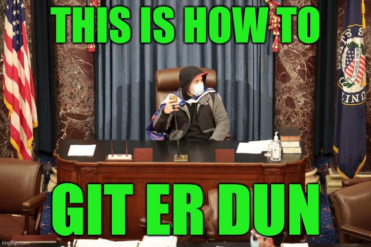 take action! | THIS IS HOW TO; GIT ER DUN | image tagged in right wing capitol break in speaker,git er dun,git er done,right wing,riot,trump lost | made w/ Imgflip meme maker