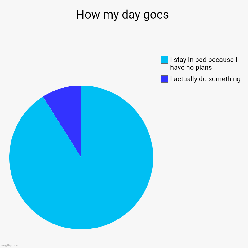 How my day goes | I actually do something, I stay in bed because I have no plans | image tagged in charts,pie charts | made w/ Imgflip chart maker