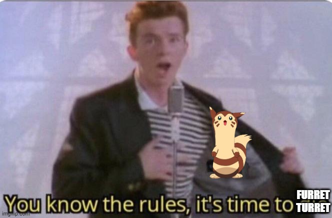 You know the rules its time to die | FURRET
TURRET | image tagged in you know the rules its time to die,furret | made w/ Imgflip meme maker
