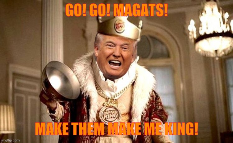 Trump Bunker King | GO! GO! MAGATS! MAKE THEM MAKE ME KING! | image tagged in trump bunker king | made w/ Imgflip meme maker