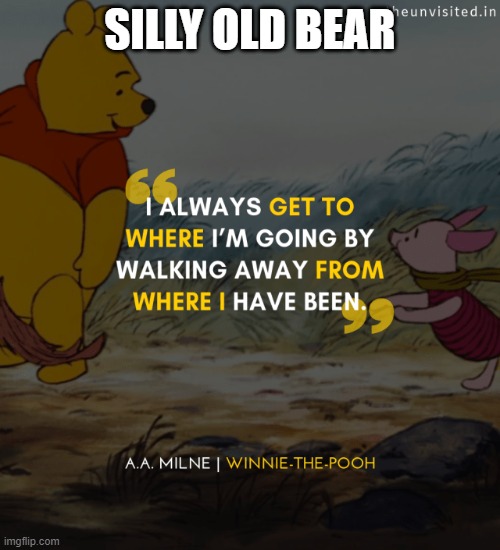 in a postmodern world, this quote feels so profound right now | SILLY OLD BEAR | image tagged in winnie the pooh,quote,inspirational quote | made w/ Imgflip meme maker