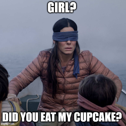 Bird Box | GIRL? DID YOU EAT MY CUPCAKE? | image tagged in memes,bird box | made w/ Imgflip meme maker