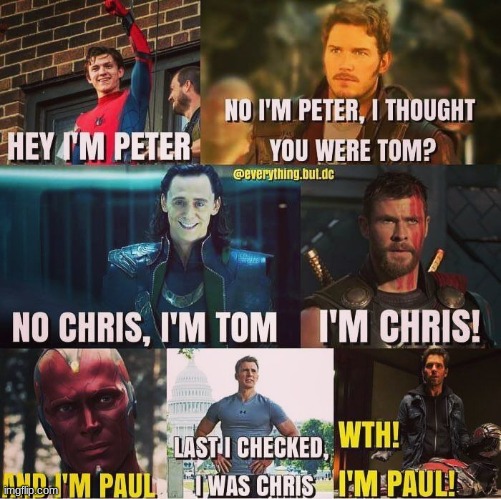 Why does everyone in the MCU have the same names? | image tagged in mcu | made w/ Imgflip meme maker