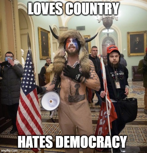 Loves Country Hates Democracy | LOVES COUNTRY; HATES DEMOCRACY | image tagged in loves to hate | made w/ Imgflip meme maker