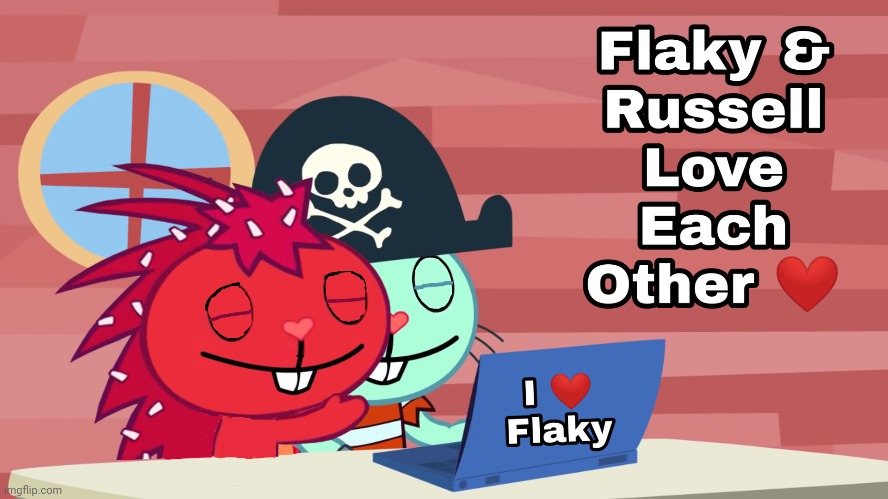 Flaky X Russell (HTF) | image tagged in flaky and russell,happy tree friends,memes,friendship,love | made w/ Imgflip meme maker