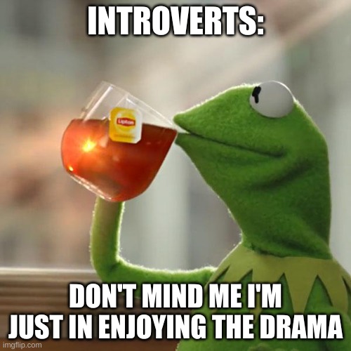 Introverted people 2020 decided to be nice to | INTROVERTS:; DON'T MIND ME I'M JUST IN ENJOYING THE DRAMA | image tagged in memes,but that's none of my business,kermit the frog | made w/ Imgflip meme maker
