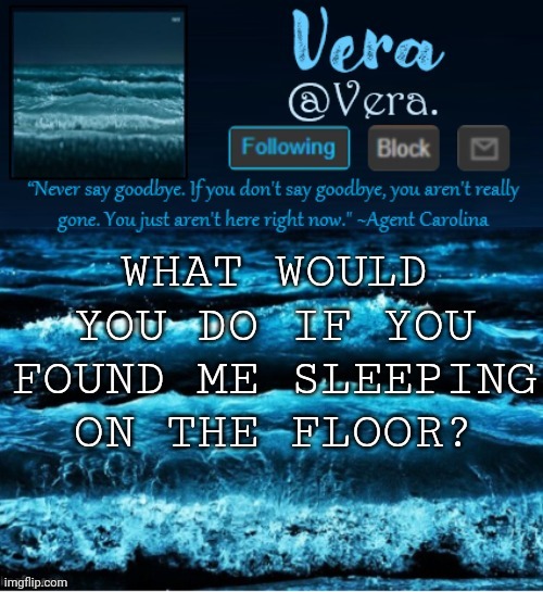e | WHAT WOULD YOU DO IF YOU FOUND ME SLEEPING ON THE FLOOR? | image tagged in a n n o u n c e r e v i s e d | made w/ Imgflip meme maker