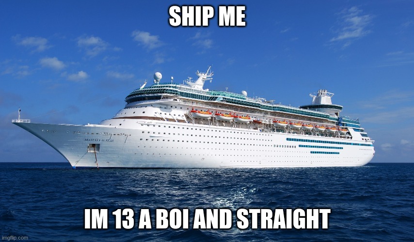 Cruise Ship | SHIP ME; IM 13 A BOI AND STRAIGHT | image tagged in cruise ship | made w/ Imgflip meme maker
