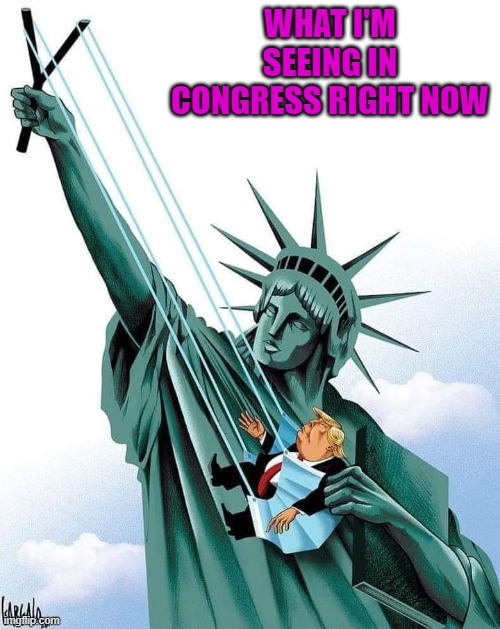 Doesn't matter what side of the fence you're on...like it or not, it's what I'm seeing. | WHAT I'M SEEING IN CONGRESS RIGHT NOW | image tagged in trump,memes,politics,lady liberty | made w/ Imgflip meme maker