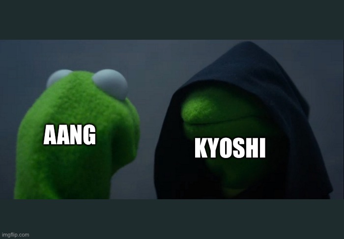 The dark side | KYOSHI; AANG | image tagged in memes,evil kermit | made w/ Imgflip meme maker