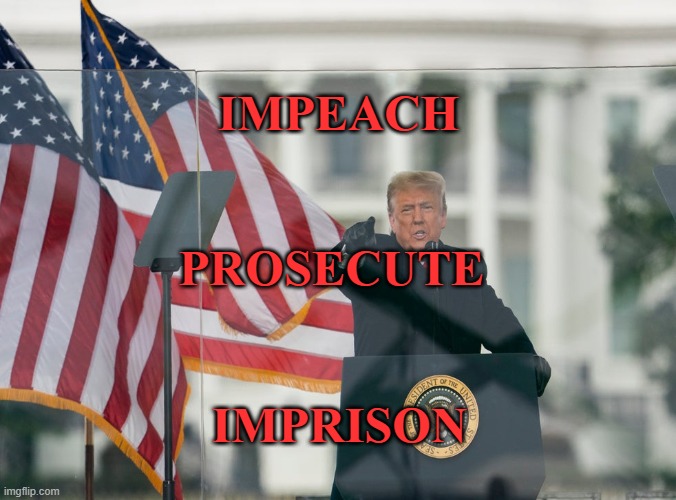 IMPEACH | PROSECUTE | IMPRISON | IMPEACH; PROSECUTE; IMPRISON | image tagged in trump,impeach,imprison,prison,president,scumbag | made w/ Imgflip meme maker